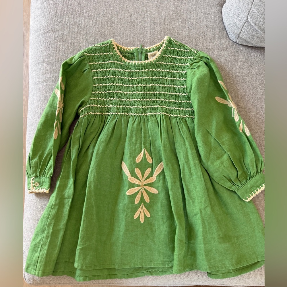 Apolina Green Dress, New, 3-5Y